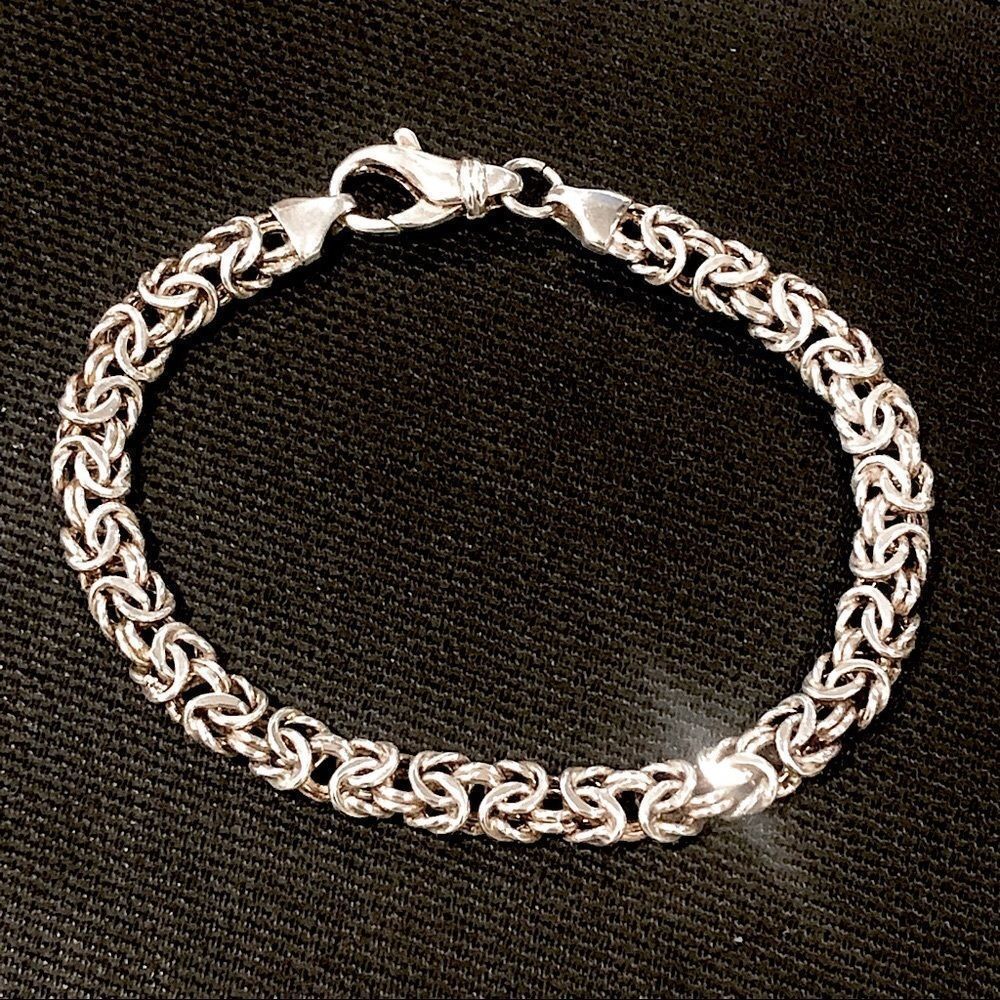 Vintage Sterling Silver Byzantine Woven Bracelet